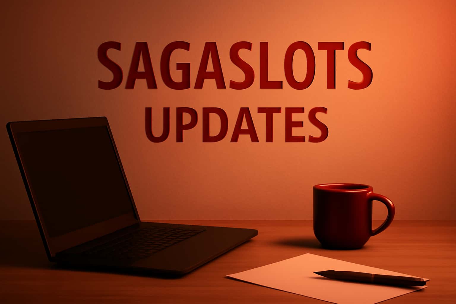 Informational scene about Sagaslots Updates with prominent text.
