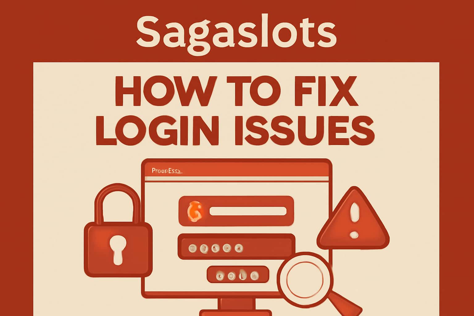 Visual guide illustrating troubleshooting steps for fixing login issues in Sagaslots.