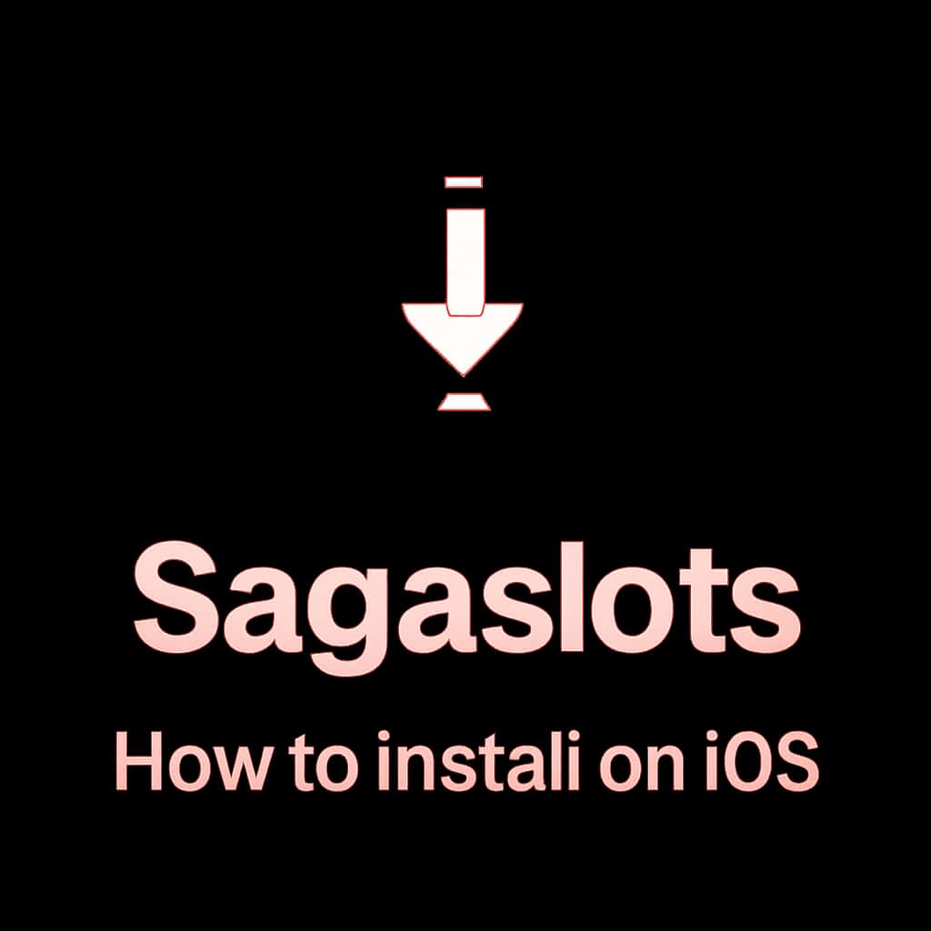 A simple badge showcasing the Sagaslots installation guide for iOS.