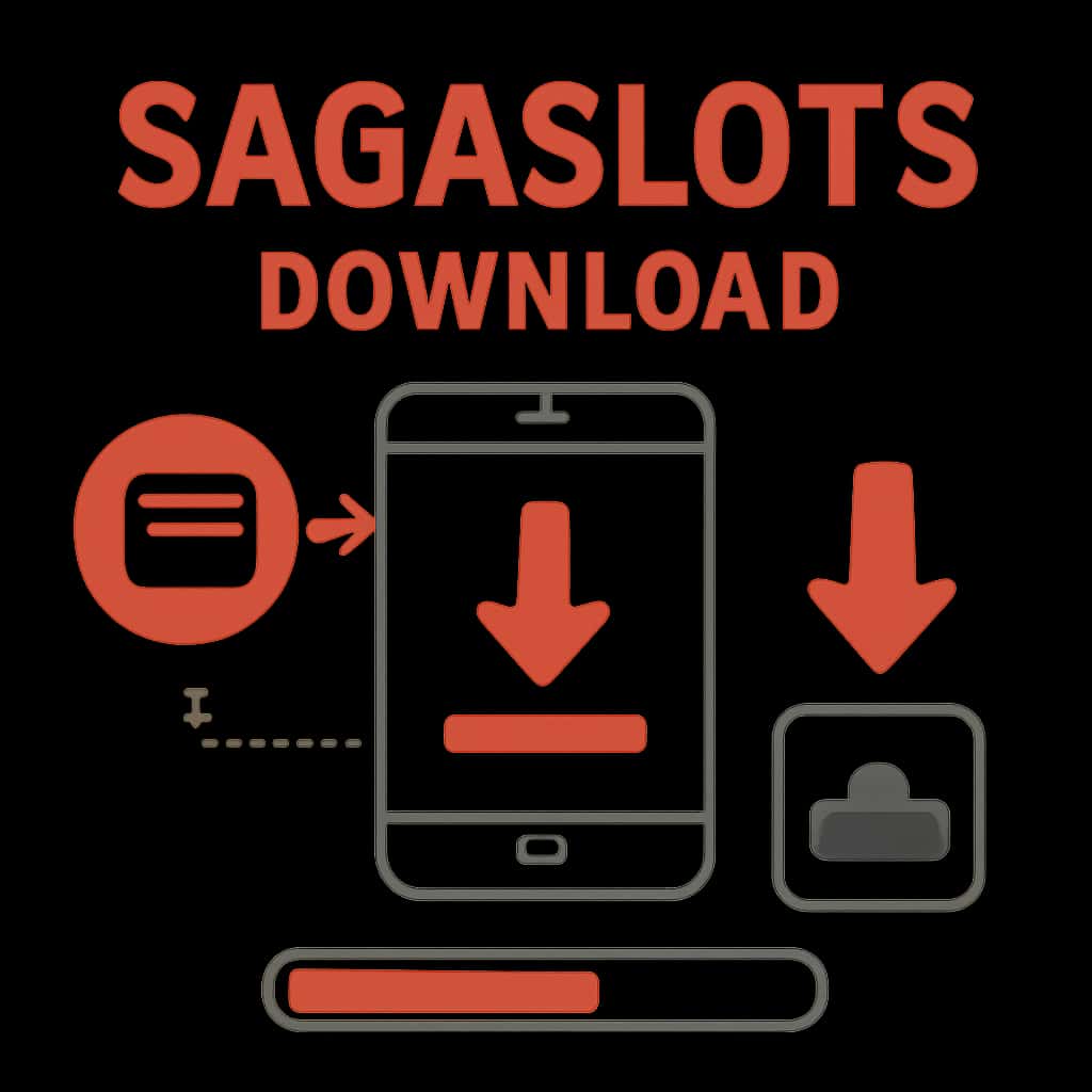 Illustration detailing the download process for Sagaslots.