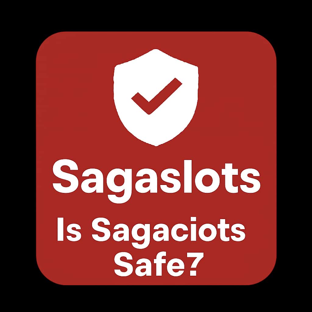 A badge design indicating safety guide for Sagaslots on Android.