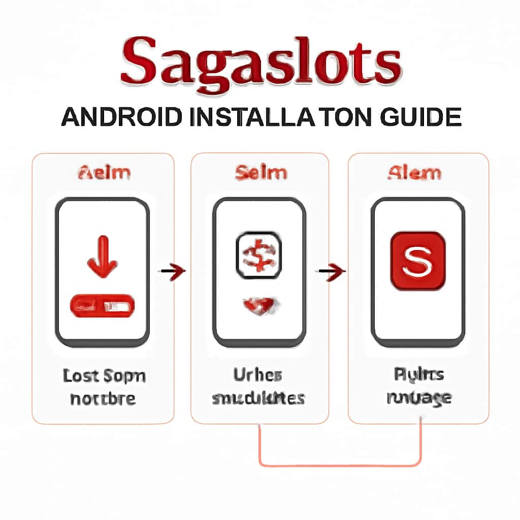 Illustration showing installation steps for Sagaslots.