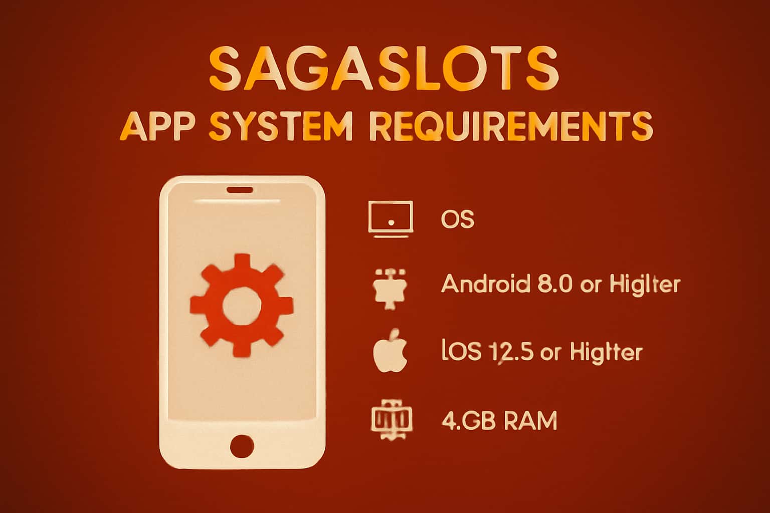 Informational image regarding Sagaslots App System Requirements with technical specifications.