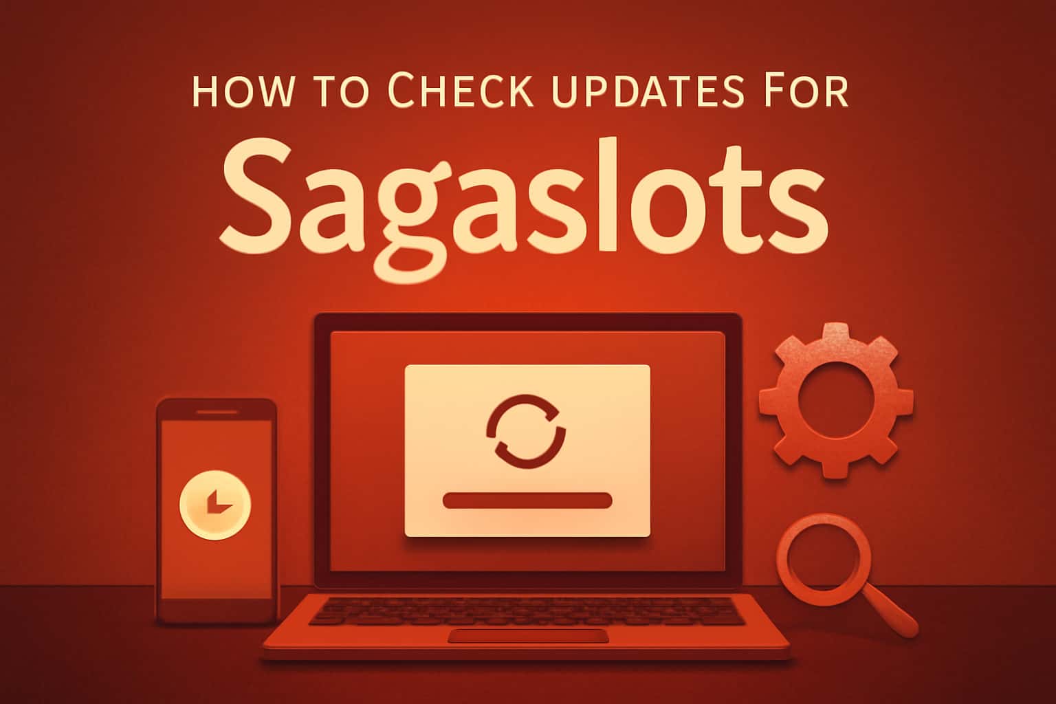 An informative scene illustrating the process of checking updates for the Sagaslots app.