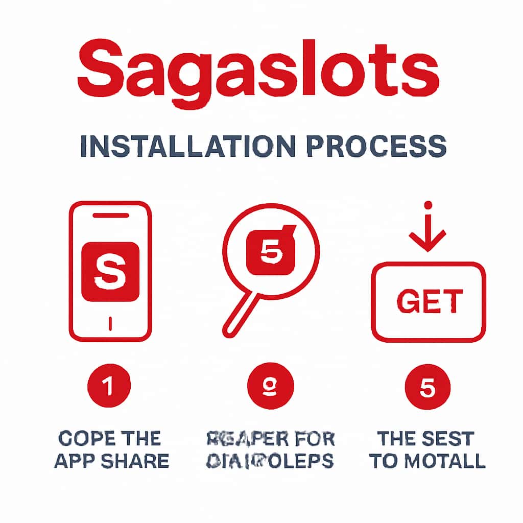 Illustration summarizing the installation steps for Sagaslots iOS app.