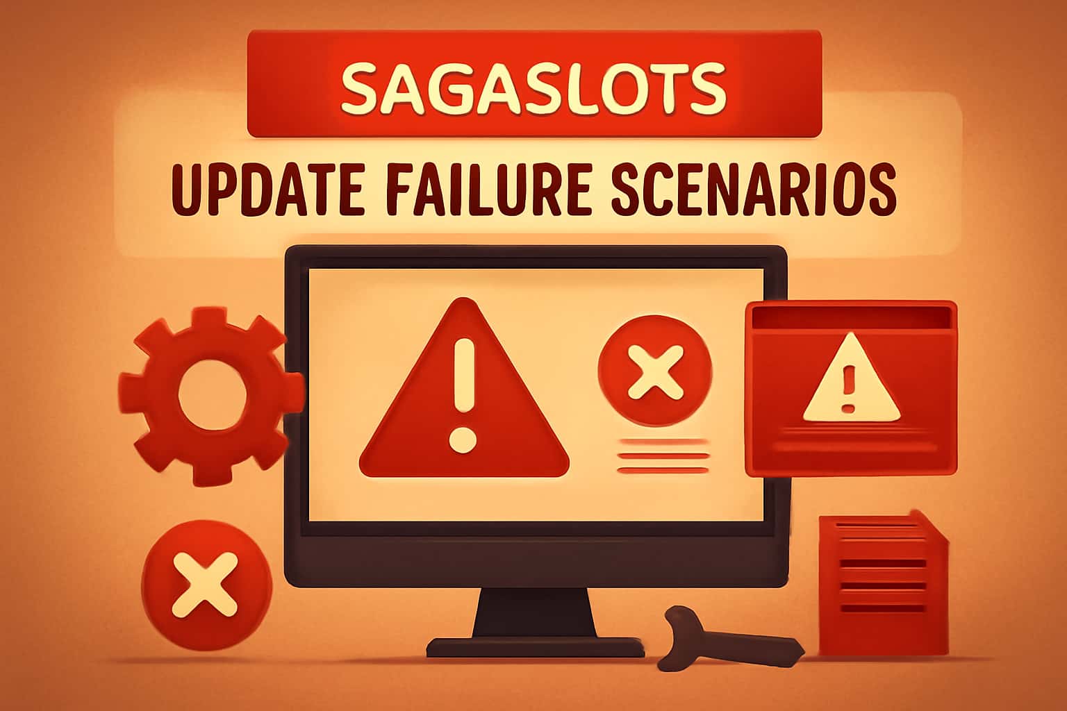 Informative scene on Sagaslots update failure scenarios.